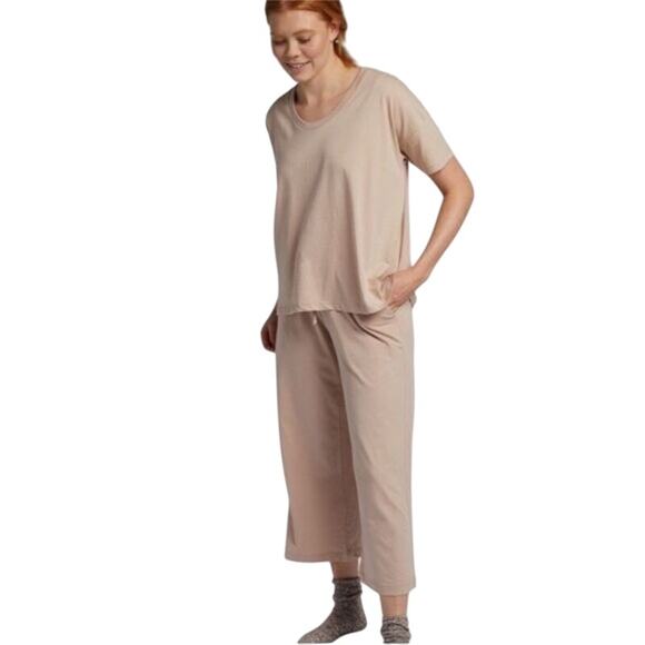 Parachute Organic Cotton Pants Wide Leg Relaxed Lounge Quiet Luxury Bisque Sz L - Picture 1 of 10